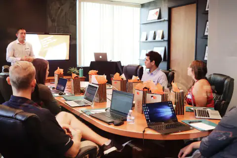 Team reviewing digital work during a free audit